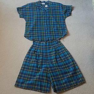 Rafaella vintage madras shirt and short set NWT